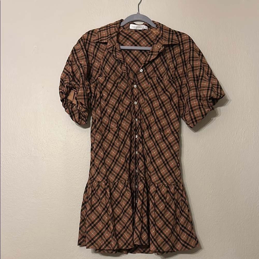 Jonathan Simkhai Plaid Brown Women's dress